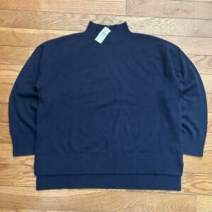 NEW Ll Bean 100% Cashmere Mock Neck Relaxed Fit Sweater XL